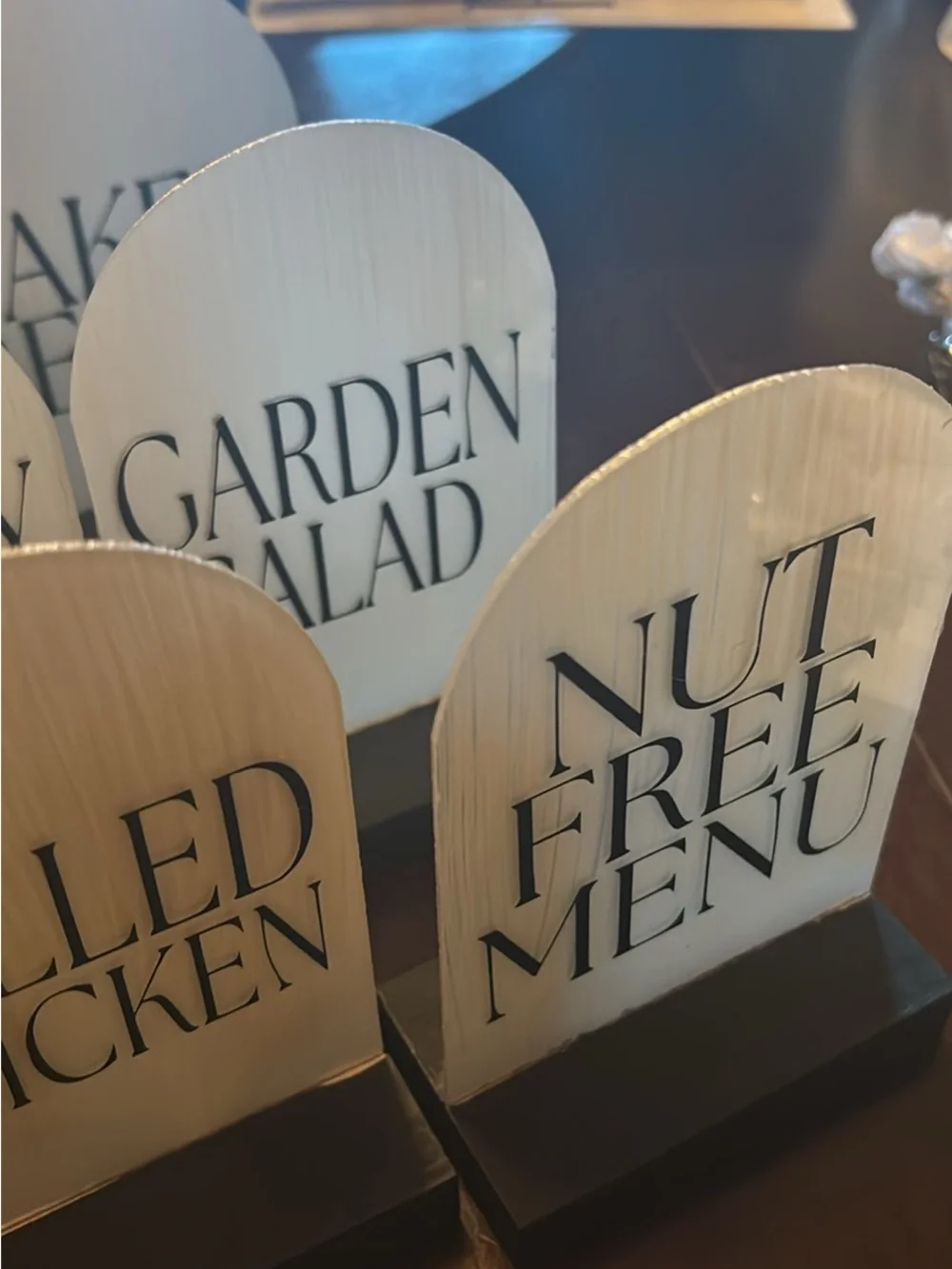 Buffet Food Labels - White & Brown Rustic Party Signs